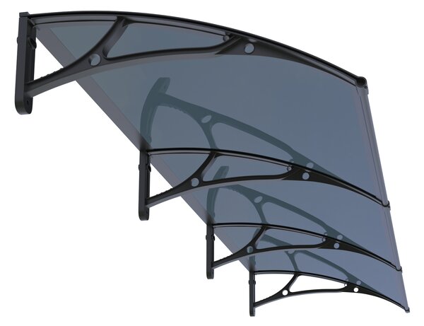 Copertină PRO Alu+Plexiglas de ușă 360x80cm marchiză adăpost acoperiș negru-antracit