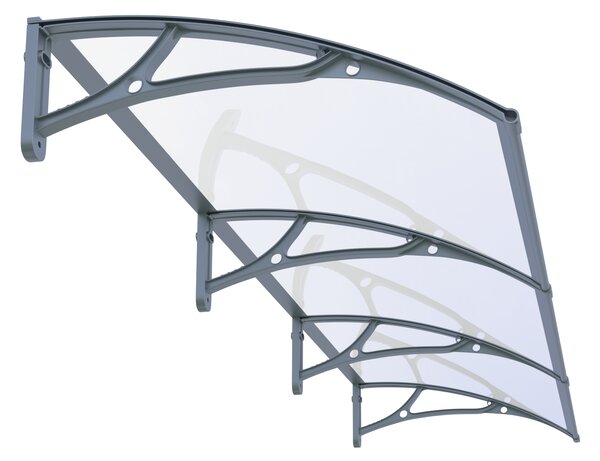 Copertină PRO Alu+Plexiglas de ușă 360x100cm marchiză adăpost acoperiș gri-transparent
