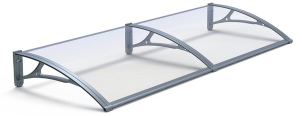 Copertină PRO Alu+Plexiglas de ușă 150x120cm marchiză adăpost acoperiș gri-transparent