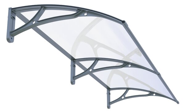 Copertină PRO Alu+Plexiglas de ușă 150x120cm marchiză adăpost acoperiș gri-transparent