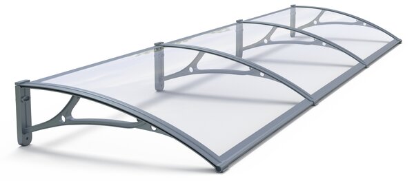 Copertină PRO Alu+Plexiglas de ușă 360x100cm marchiză adăpost acoperiș gri-transparent