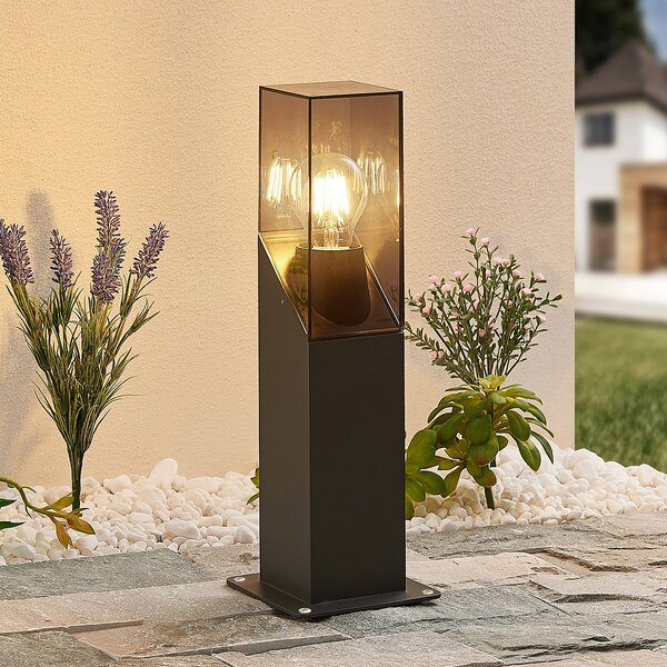 Lucande Fiola lampă cu soclu, 40 cm, antracit, IP54, reglabil, Negru, Metal, Modern