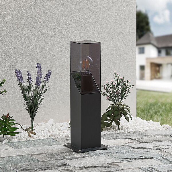 Lucande Fiola lampă cu soclu, 40 cm, antracit, IP54, reglabil, Negru, Metal, Modern