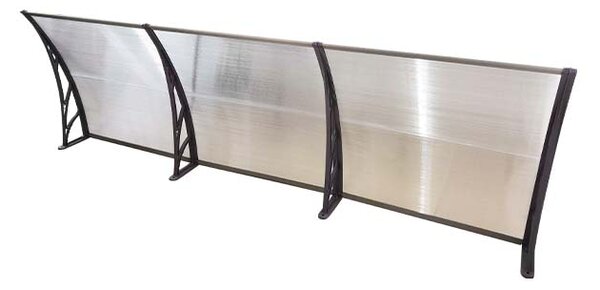 Copertină ECO de ușă 300x60cm marchiză adăpost acoperiș gri-transparent