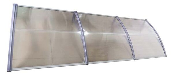 Copertină ECO de ușă 300x60cm marchiză adăpost acoperiș gri-transparent