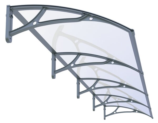 Copertină PRO Alu+Plexiglas de ușă 360x150cm marchiză adăpost acoperiș gri-transparent