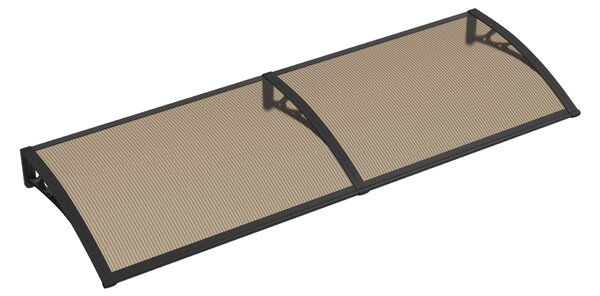 Copertină PREMIUM de ușă 200x80cm / marchiză / adăpost / acoperiș - brațe negre - placă 6mm întreagă bronz