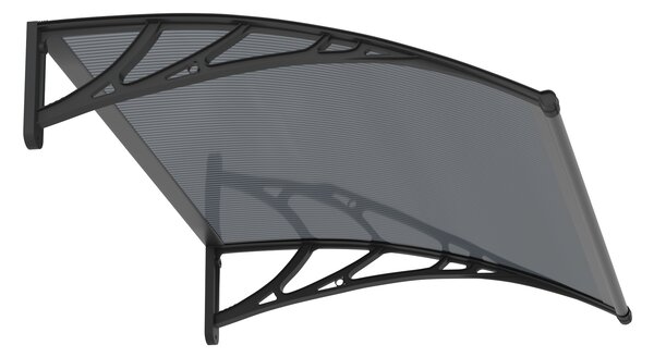 Copertină PREMIUM de ușă 40x60cm / marchiză / adăpost / acoperiș - brațe negre - placă 6mm întreagă antracit