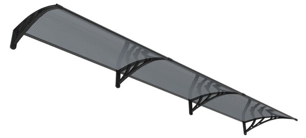Copertină PREMIUM de ușă 300x80cm / marchiză / adăpost / acoperiș - brațe negre - placă 6mm întreagă antracit