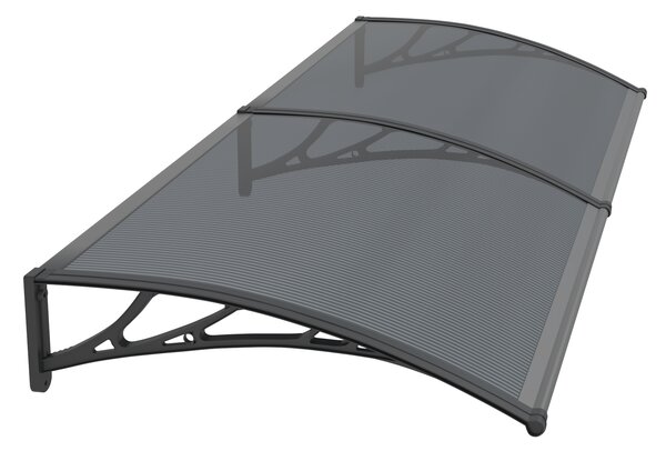 Copertină PREMIUM de ușă 200x60cm / marchiză / adăpost / acoperiș - brațe negre - placă 6mm întreagă antracit