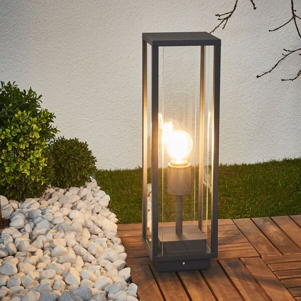 Lucande Annalea lampă cu soclu, 50 cm, antracit, IP54, Negru, Metal, Modern