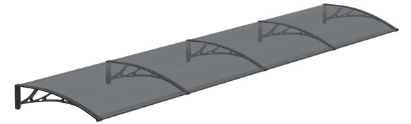 Copertină PREMIUM de ușă 400x80cm / marchiză / adăpost / acoperiș - brațe negre - placă 6mm întreagă antracit