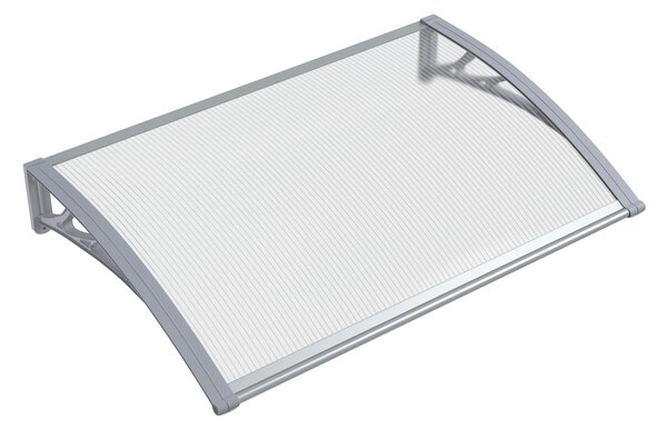 Copertină PREMIUM de ușă 60x60cm / marchiză / adăpost / acoperiș - brațe gri - placă 6mm întreagă transparent