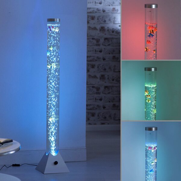 JUST LIGHT. GmbH Ava coloană de apă cu LED-uri și pești, 120cm, Transparent, Camera de zi / sufragerie, Plastic, Modern
