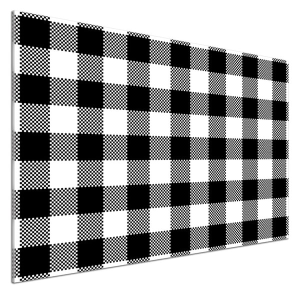 Panou sticlă bucătărie zăbrele alb-negru