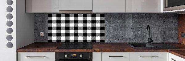 Panou sticlă bucătărie zăbrele alb-negru