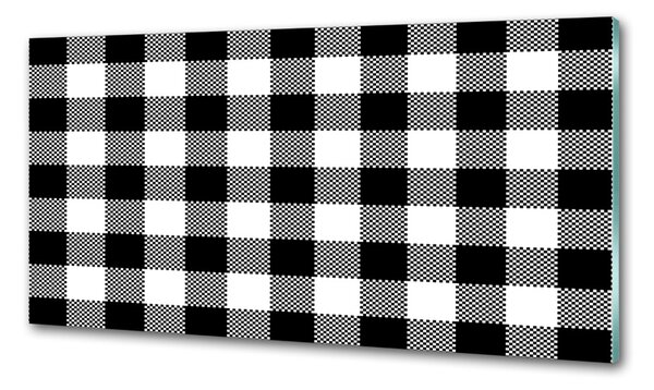 Panou sticlă bucătărie zăbrele alb-negru
