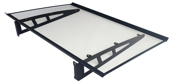 MAPROFI Copertină VIVIEN PRO Alu+Plexiglas de ușă 120x100cm marchiză adăpost acoperiș negru-transparent