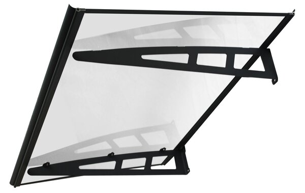 MAPROFI Copertină VIVIEN PRO Alu+Plexiglas de ușă 120x100cm marchiză adăpost acoperiș negru-transparent
