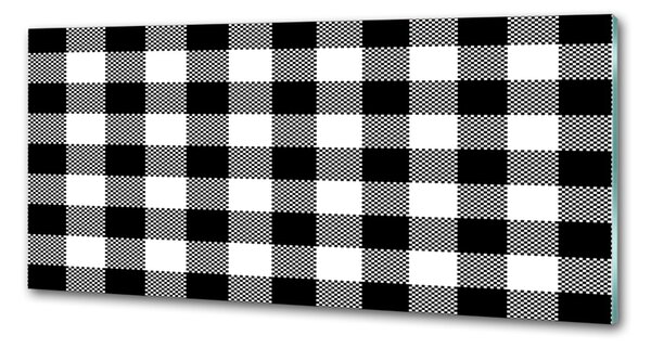 Panou sticlă bucătărie zăbrele alb-negru