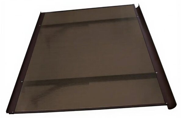 Copertină BODO PRO Alu cu jgheab +Policarbonat de ușă 120x90cm marchiză adăpost acoperiș maro-bronz
