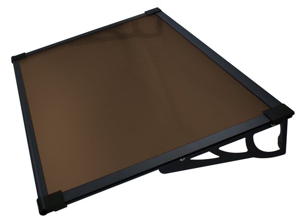 Copertină MAX PRO Otel+Alu+Policarbonat de ușă 120x80cm marchiză adăpost acoperiș negru-bronz