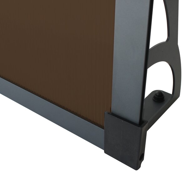 Copertină MAX PRO Otel+Alu+Policarbonat de ușă 120x80cm marchiză adăpost acoperiș negru-bronz