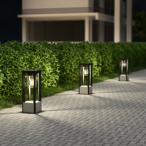 Lucande Kalisa lampă cu soclu, E27, IP44, 42 cm, gri, metal, reglabil, Gri, Aluminiu, Modern