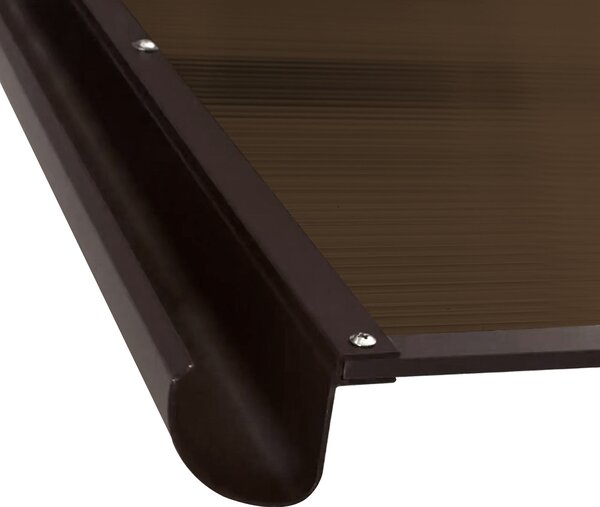 Copertină BODO PRO Alu cu jgheab +Policarbonat de ușă 120x90cm marchiză adăpost acoperiș maro-bronz
