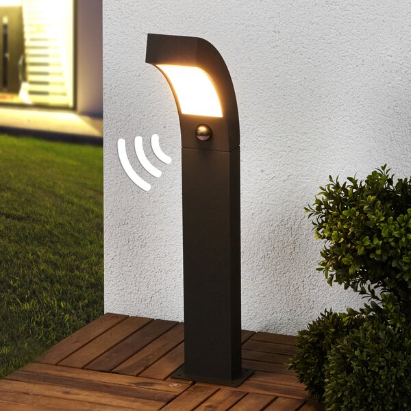 Lucande lampă cu soclu LED Lennik, senzor, 60 cm, antracit, Negru, Aluminiu, Modern, Boltă de exterior / cale de acces
