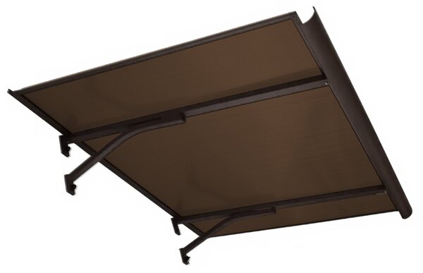 Copertină BODO PRO Alu cu jgheab +Policarbonat de ușă 120x90cm marchiză adăpost acoperiș maro-bronz