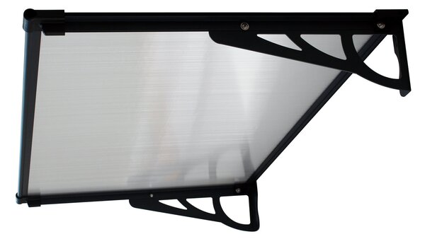Copertină MAX PRO Otel+Alu+Policarbonat de ușă 120x80cm marchiză adăpost acoperiș negru-transparent