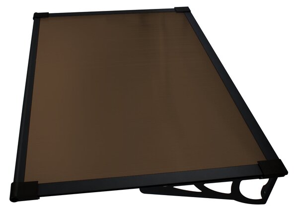 Copertină MAX PRO Otel+Alu+Policarbonat de ușă 120x80cm marchiză adăpost acoperiș negru-bronz