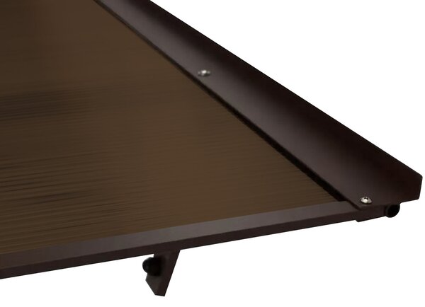 Copertină BODO PRO Alu cu jgheab +Policarbonat de ușă 120x90cm marchiză adăpost acoperiș maro-bronz