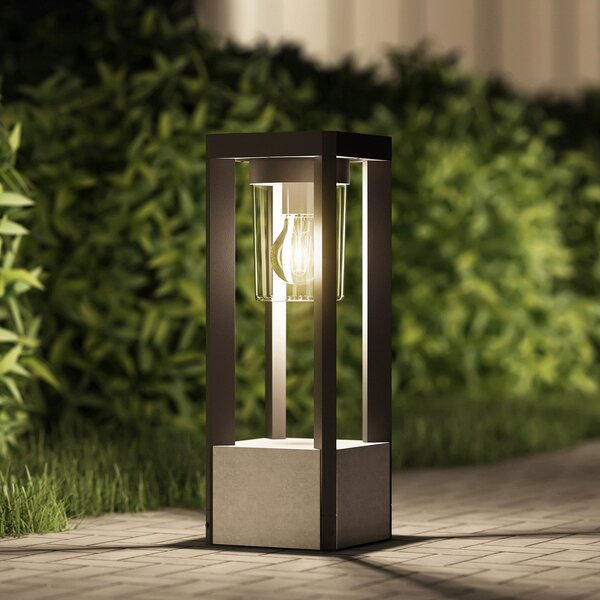 Lucande Kalisa lampă cu soclu, E27, IP44, 42 cm, gri, metal, reglabil, Gri, Aluminiu, Modern