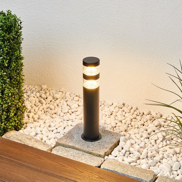 Lindby Lampă cu soclu LED Lanea, 40 cm, negru, oțel inoxidabil, IP44, Negru, Oțel inoxidabil, Modern