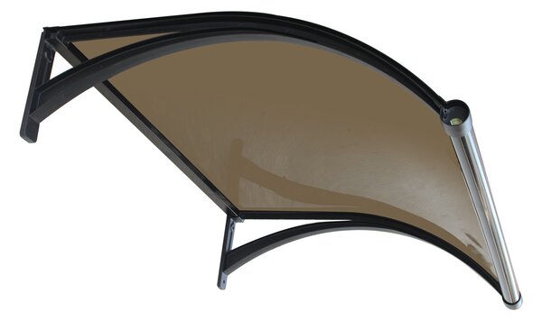 Copertină ERIC PRO Alu cu Jgheab + Plexiglas de ușă 120x100cm marchiză adăpost acoperiș negru-bronz