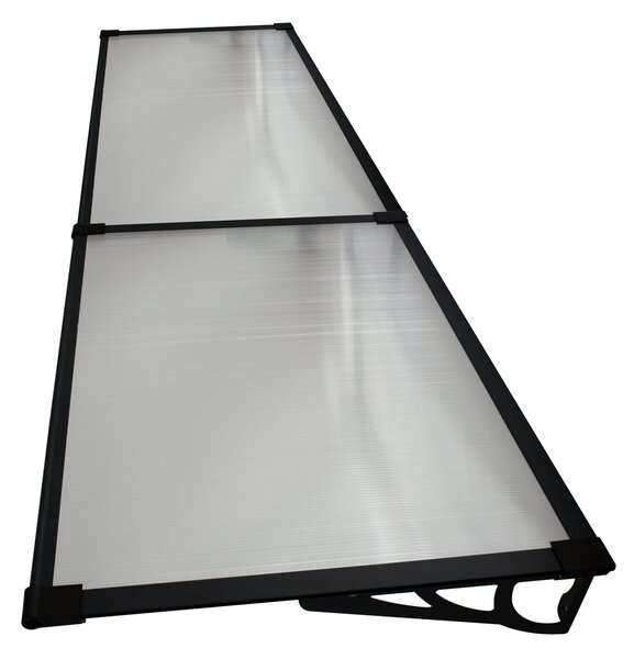 Copertină MAX PRO Otel+Alu+Policarbonat de ușă 200x80cm marchiză adăpost acoperiș negru-transparent