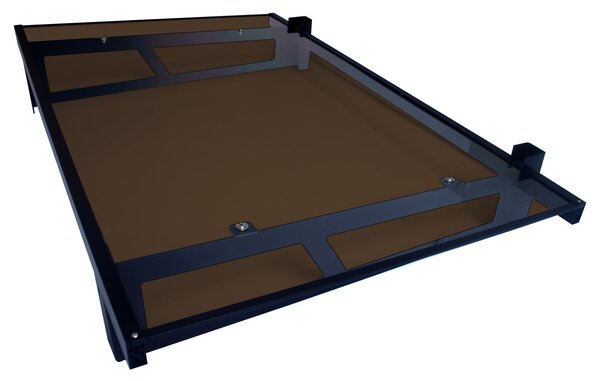 Copertină JAN PRO Otel+Plexiglas de ușă 140x100cm marchiză adăpost acoperiș negru-bronz