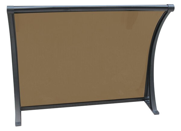 Copertină ERIC PRO Alu cu Jgheab + Plexiglas de ușă 120x100cm marchiză adăpost acoperiș negru-bronz