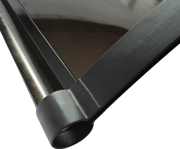 Copertină ERIC PRO Alu cu Jgheab + Plexiglas de ușă 120x100cm marchiză adăpost acoperiș negru-bronz