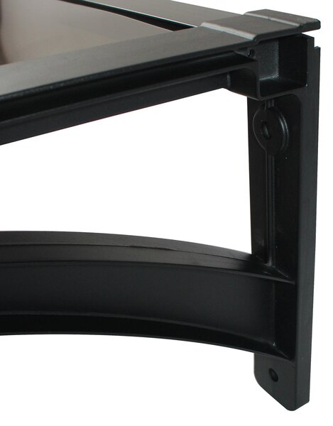 Copertină ERIC PRO Alu cu Jgheab + Plexiglas de ușă 120x100cm marchiză adăpost acoperiș negru-bronz