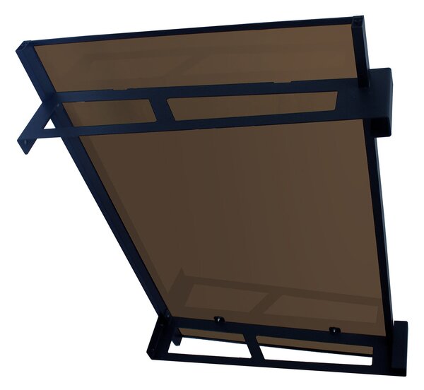 Copertină JAN PRO Otel+Plexiglas de ușă 140x100cm marchiză adăpost acoperiș negru-bronz