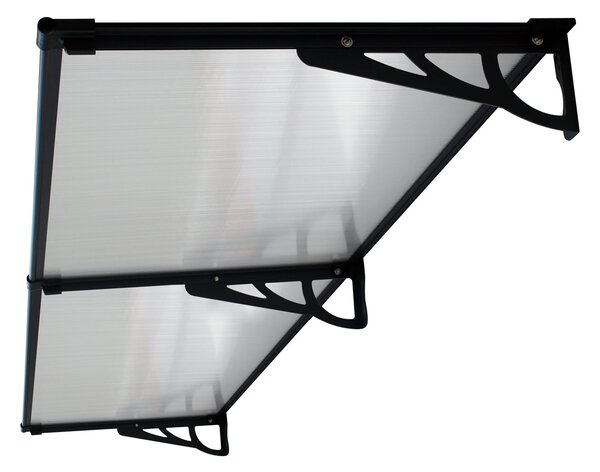 Copertină MAX PRO Otel+Alu+Policarbonat de ușă 200x80cm marchiză adăpost acoperiș negru-transparent