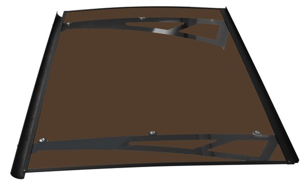 Copertină NEO PRO Otel+ALU cu Jgheab+Plexiglas de ușă 120x100cm marchiză adăpost acoperiș negru-bronz