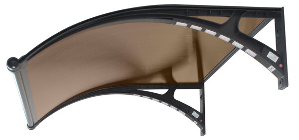 Copertină PREMIUM LUMI cu senzor de lumină și panou solar pentru ușă, 200x100 cm marchiză acoperiș adăpost, negru-bronz