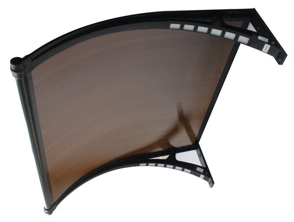 Copertină PREMIUM LUMI cu senzor de lumină și panou solar pentru ușă, 200x100 cm marchiză acoperiș adăpost, negru-bronz