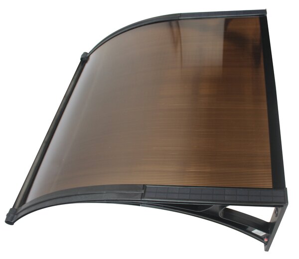 Copertină PREMIUM LUMI cu senzor de lumină și panou solar pentru ușă, 200x100 cm marchiză acoperiș adăpost, negru-bronz