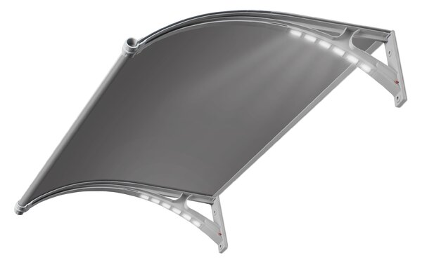 Copertină PREMIUM LUMI cu senzor de lumină și panou solar pentru ușă, 200x100 cm marchiză acoperiș adăpost, negru-antracit
