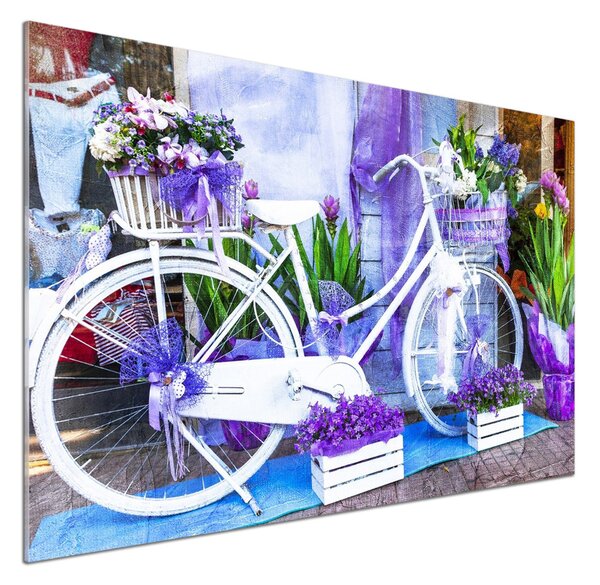 Panou sticla securizata bucatarie bicicletă alb